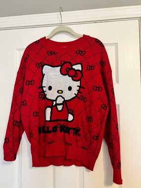 Target Women's Sanrio Hello Kitty Graphic Crew Neck Sweater Red Bows Size Large